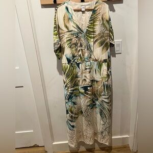 Chico's Abstract Botanical Snake Leaf Print Maxi Dress